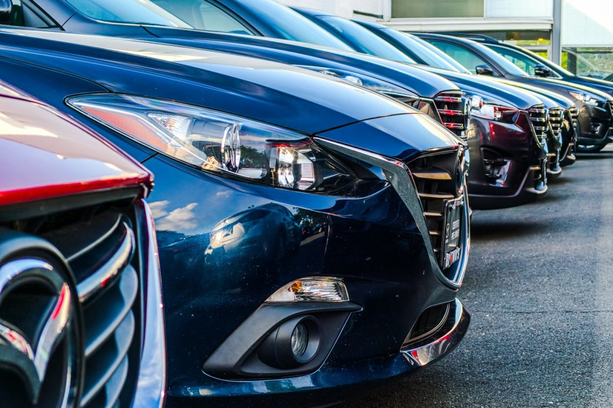 A row of parked cars